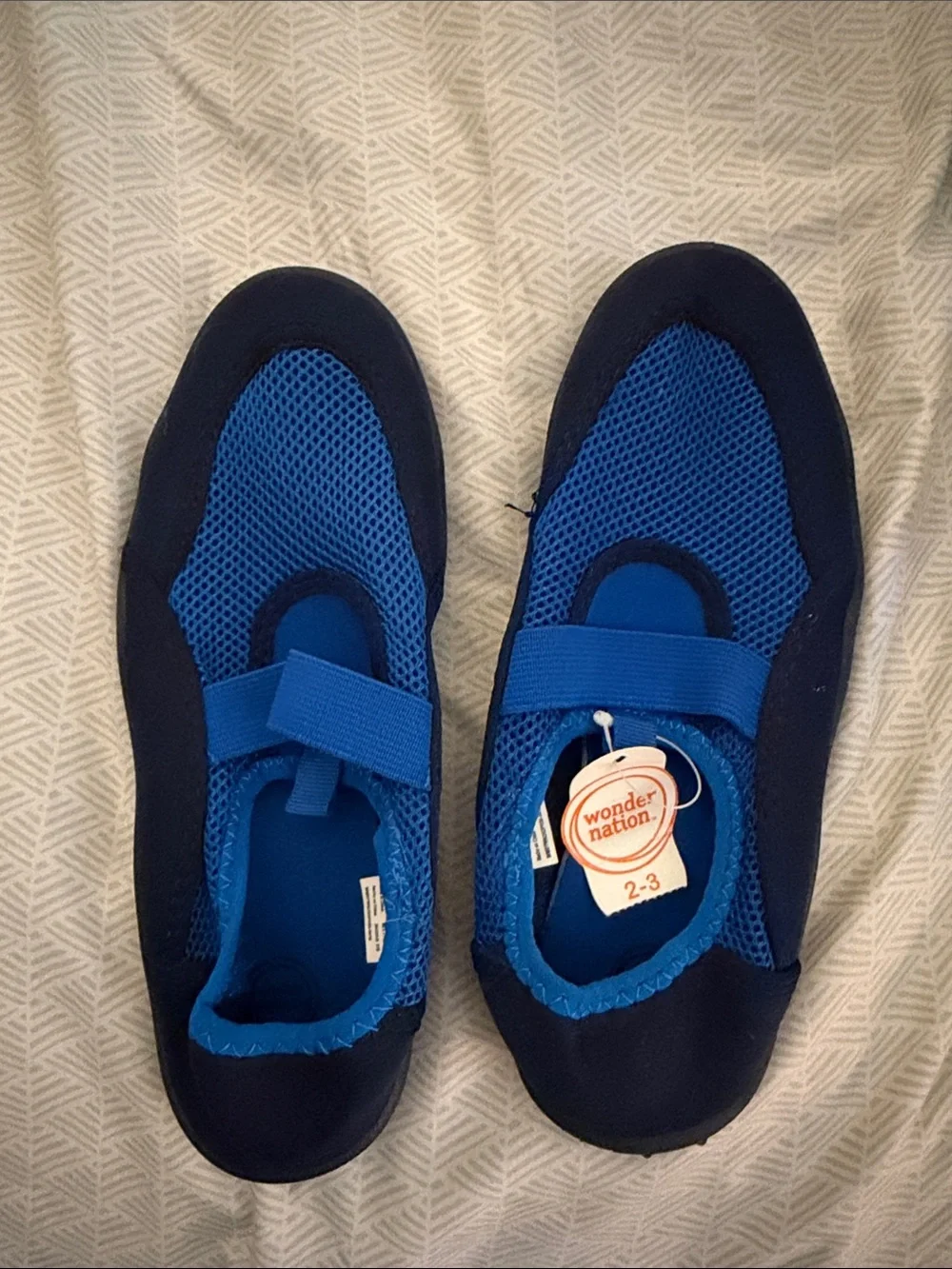 wonder nation Blue Mesh Slip-On Kids Water Shoes with Elastic Strap
